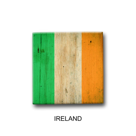 Ireland flag on a wooden block. isolated on white background. Signs and symbols. flags.の写真素材