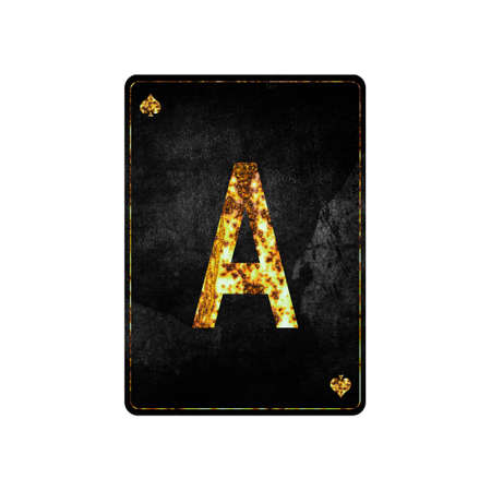 Letter A. Alphabet on vintage playing cards. isolated on white background. design element.の写真素材