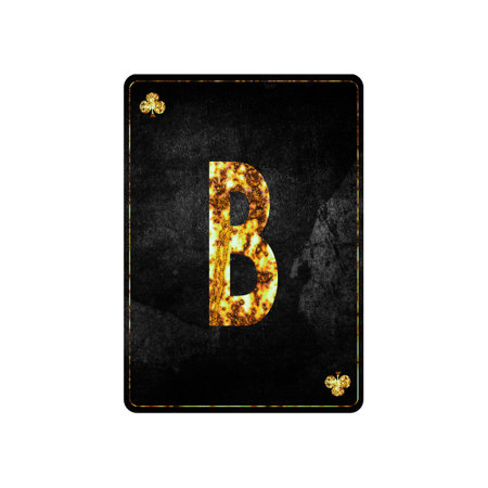 Letter B. Alphabet on vintage playing cards. isolated on white background. design element.の写真素材