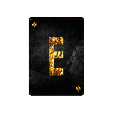 Letter E. Alphabet on vintage playing cards. isolated on white background. design element.の写真素材