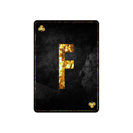 Letter F. Alphabet on vintage playing cards. isolated on white background. design element.の写真素材