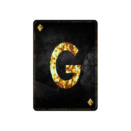 Letter G. Alphabet on vintage playing cards. isolated on white background. design element.の写真素材