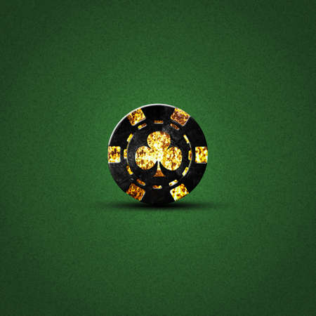 Vintage, grunge poker chip, on a dark green background. Gambling. background.の写真素材