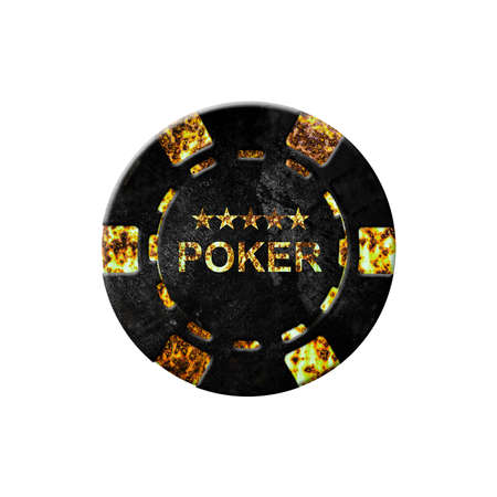 Vintage, grunge poker chip, isolated on white background.Design element. Gambling backgroundの写真素材