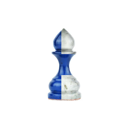 Pawn in the colors of the flag of Finland. isolated on a white background. sport. politics. business. strategy.の写真素材