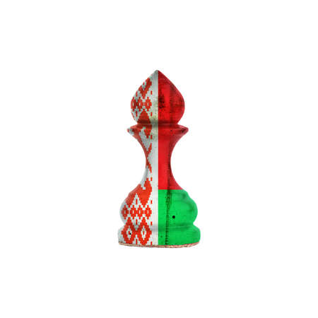 Pawn in the colors of the flag of Belarus. isolated on a white background. sport. politics. business. strategy.の写真素材