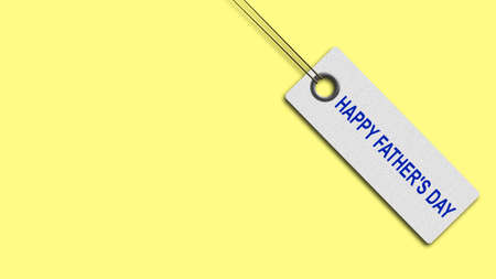 Happy Father's Day. Words on the tag. In a yellow background. copyspace. holidays. background.の写真素材
