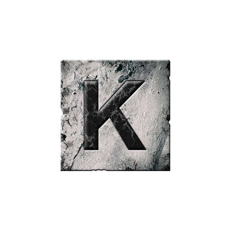 Letter K. Alphabet on stone blocks. isolated on white background. Education. design element.の写真素材