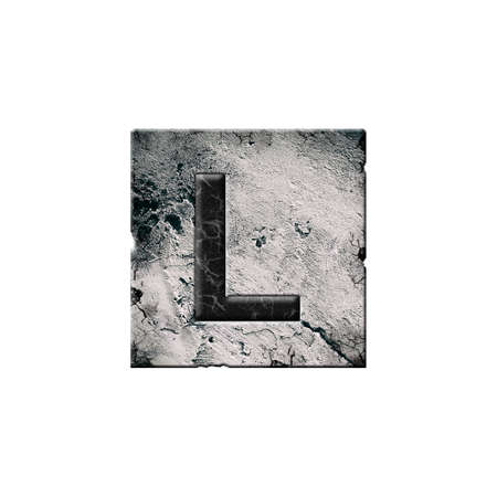 Letter L. Alphabet on stone blocks. isolated on white background. education. design element.の写真素材