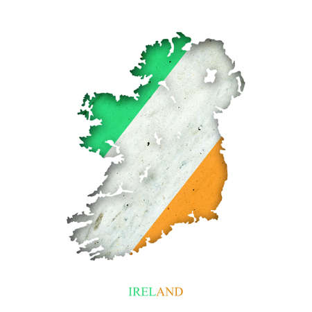 Flag of Ireland in the form of a map. Shadow. isolated on white background. Signs and symbols. design element. flags.の写真素材