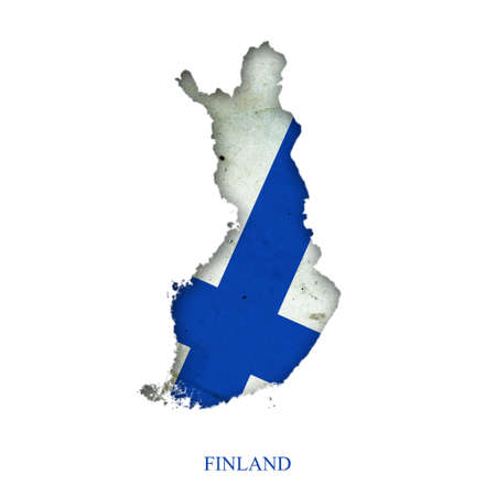 Flag of Finland in the form of a map. Shadow. isolated on white background. Signs and symbols. design element. flags.の写真素材