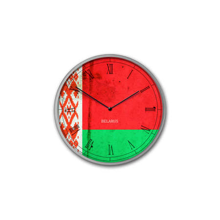 Wall clock in the color of the Belarus flag. Signs and symbols. isolated on a white background. design element. flags.の写真素材