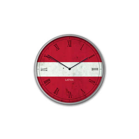 Wall clock in the color of the Latvia flag. Signs and symbols. isolated on a white background. design element. flags.の写真素材