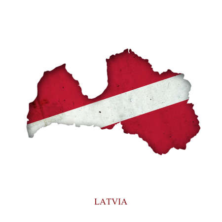 Flag of Latvia in the form of a map. Shadow. isolated on white background. Signs and symbols. design element. flags.の写真素材