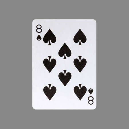 Eight of Spades. Isolated on a gray background. Gamble. playing cards. Cards.の写真素材