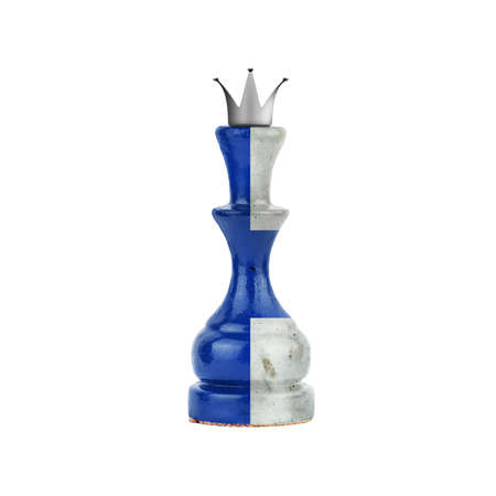 Chess Queen in the colors of the Finland Flag. Isolated on white background. Sport. Politics.の写真素材