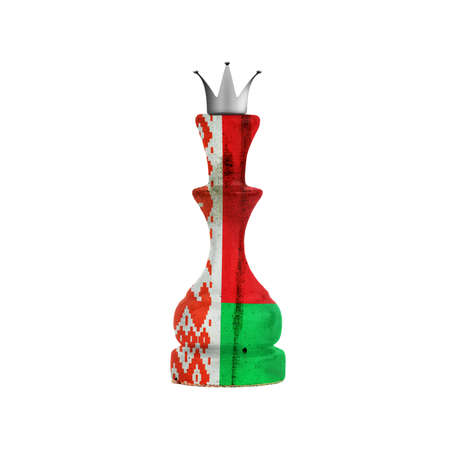 Chess Queen in the colors of the Belarus Flag. Isolated on white background. Sport. Politics.の写真素材