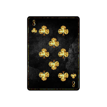 Eight of Clubs, grunge card isolated on white background. Playing cards. Design element.の写真素材