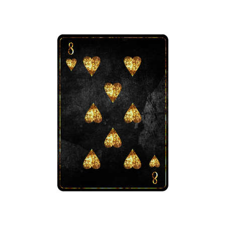 Eight of Hearts, grunge card isolated on white background. Playing cards. Design element.の写真素材