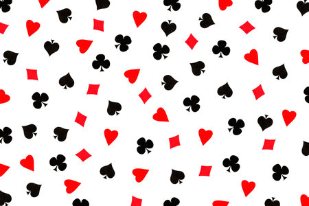 Different card suits on white background. Gambling concept.の写真素材