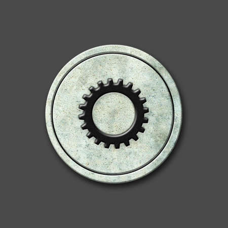gear. Social icon on a round stone. Isolated on a gray background. social media. design element.の写真素材