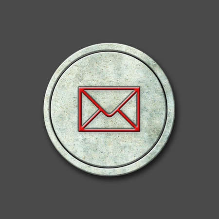 The envelope. Social icon on a round stone. Isolated on a gray background. social media. design element.の写真素材