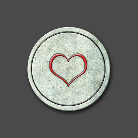 Heart. Social icon on a round stone. Isolated on a gray background. social media. design element.の写真素材