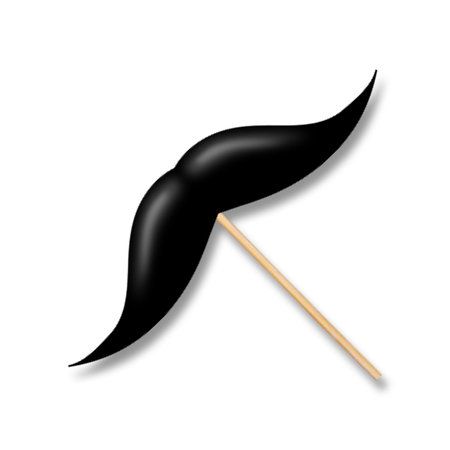 Mustache on stick isolated on white background. Father's Day Barbershop. design element. holidays.の写真素材