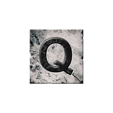 Letter Q. Alphabet on stone blocks. isolated on white background. education. design element.の写真素材