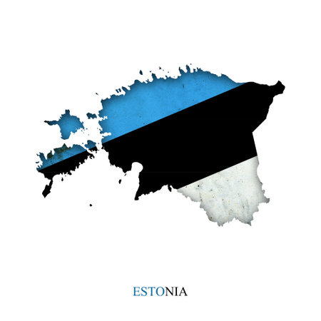 Flag of Estonia in the form of a map. Shadow. isolated on white background. Signs and symbols. design element. flags.の写真素材