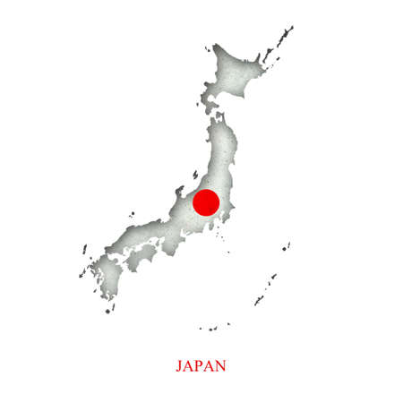 Flag of Japan in the form of a map. Shadow. isolated on white background. Signs and symbols. design element. flags.の写真素材