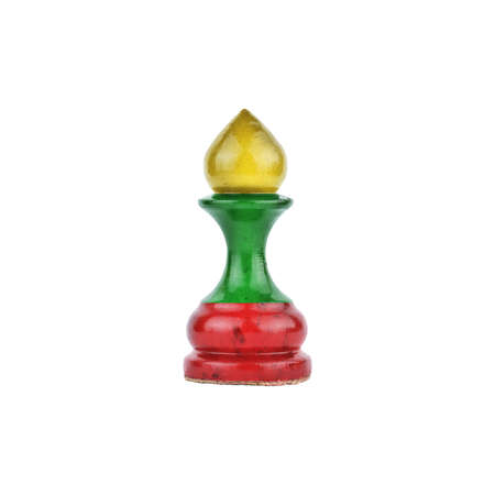 Pawn in the colors of the flag of Lithuania. isolated on a white background. sport. politics. business. strategy.の写真素材