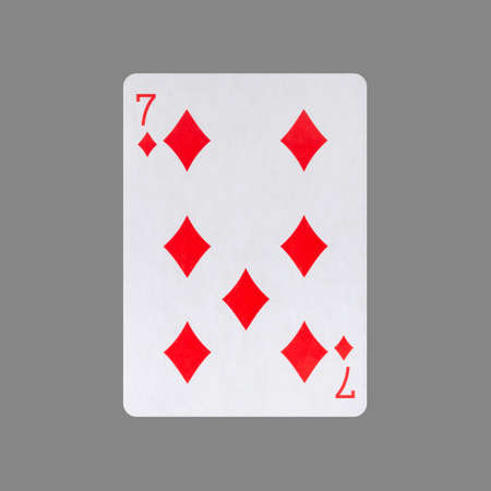 Seven of Diamonds. Isolated on a gray background. Gamble. playing cards. Cards.の写真素材