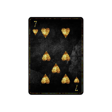 Seven of Hearts, grunge card isolated on white background. playing cards. design element. Gambling.の写真素材