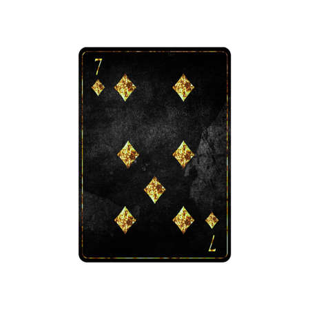 Seven of Diamonds, grunge card isolated on white background. playing cards. design element. Gambling.の写真素材