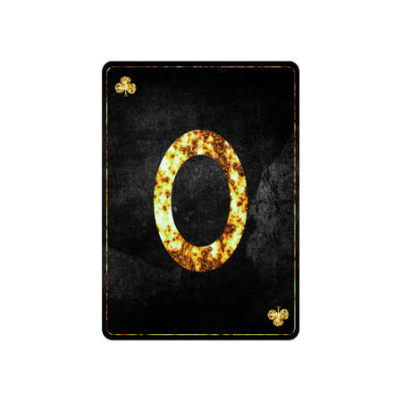 Letter O. Alphabet on vintage playing cards. isolated on white background. design element.の写真素材