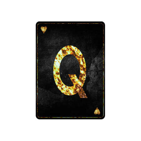 Letter Q. Alphabet on vintage playing cards. isolated on white background. design element.の写真素材