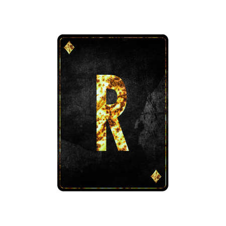 Letter R. Alphabet on vintage playing cards. isolated on white background. design element.の写真素材