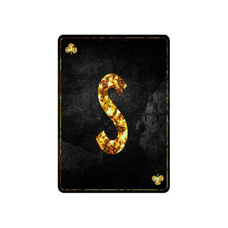 Letter S. Alphabet on vintage playing cards. isolated on white background. design element.の写真素材