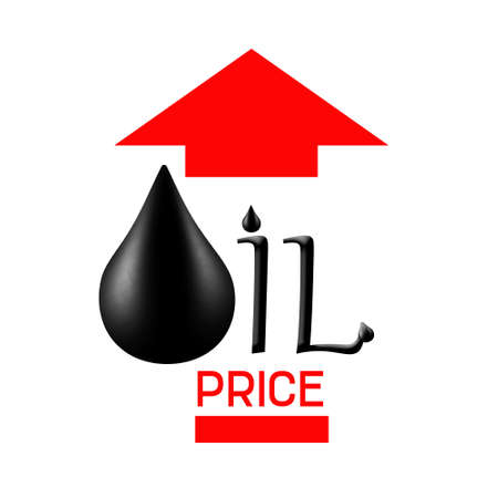 oil price. Word and up arrows. oil drop. isolated on white background. The rise in oil prices. design element. economy. business.の写真素材