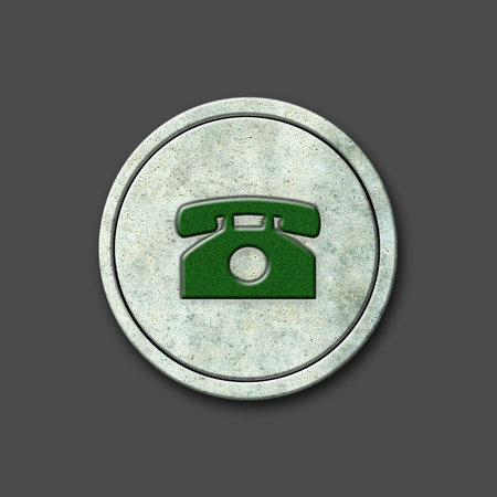 phone. Social icon on a round stone. Isolated on a gray background. social media. design element.の写真素材