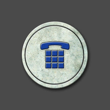 phone. Social icon on a round stone. Isolated on a gray background. social media. design element.の写真素材