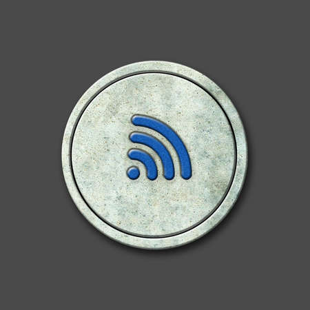 WiFi. Social icon on a round stone. Isolated on a gray background. social media. design element.の写真素材