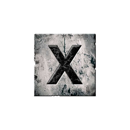 Letter X. Alphabet on stone blocks. isolated on white background. education. design element.の写真素材