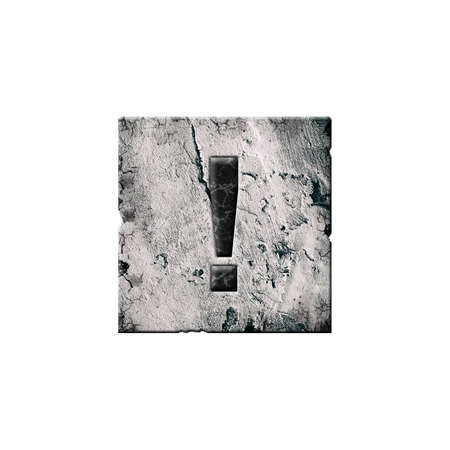 Exclamation point. Alphabet on stone blocks. isolated on white background. Education. design element.の写真素材