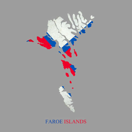 Flag of Faroe Islands in the form of a map. Isolated on gray background. Signs and symbols. design element. flags.の写真素材