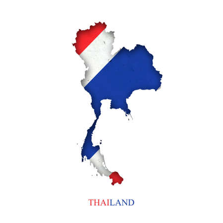 Flag of Thailand in the form of a map. Shadow. isolated on white background. Signs and symbols. design element. flags.の写真素材