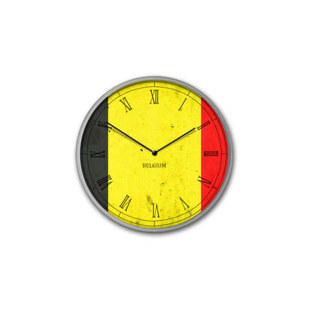 Wall clock in the color of the Belgium flag. Signs and symbols. isolated on a white background. design element. flags.の写真素材