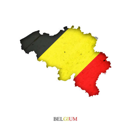 Flag of Belgium in the form of a map. Shadow. isolated on white background. Signs and symbols. design element. flags.の写真素材