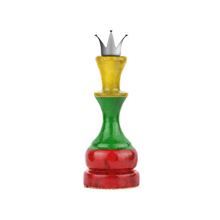 Chess Queen in the colors of the Lithuania Flag. isolated on white background. sport. politics. design object.の写真素材